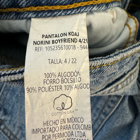 Koaj Norini Boyfriend Straight Leg Jeans Women's 4 Blue Distressed Medium Wash - Picture 8 of 10